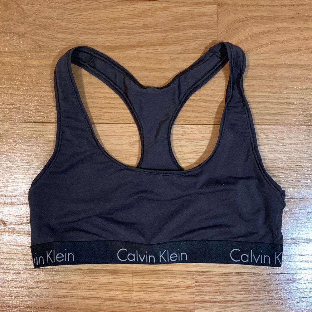 Calvin Klein racer back sports bra gray small